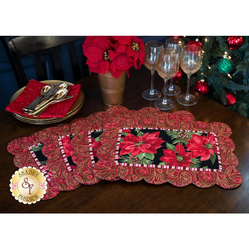 Scalloped Placemats Kit - Glad Tidings - Red (Makes 4)