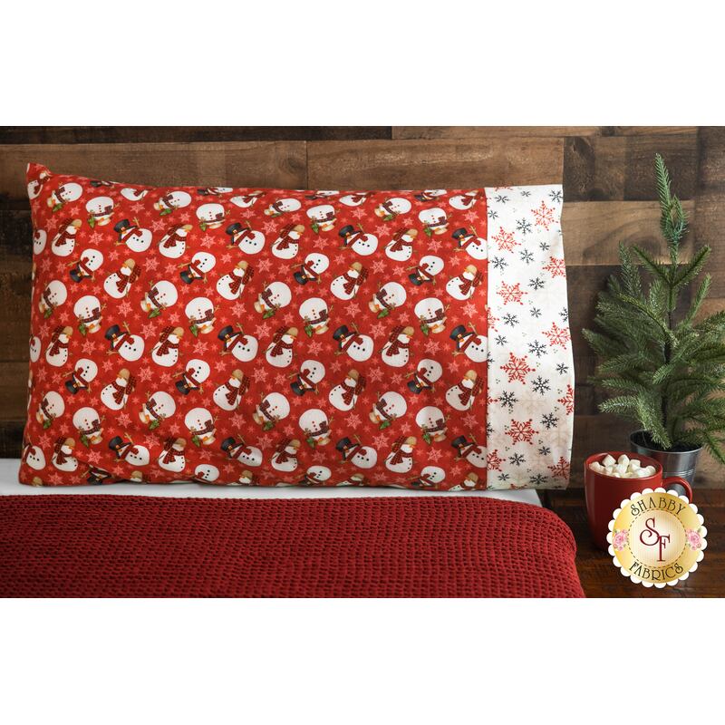 Magic Pillowcase Kit - Flannel Gnomies - Standard Size - Red