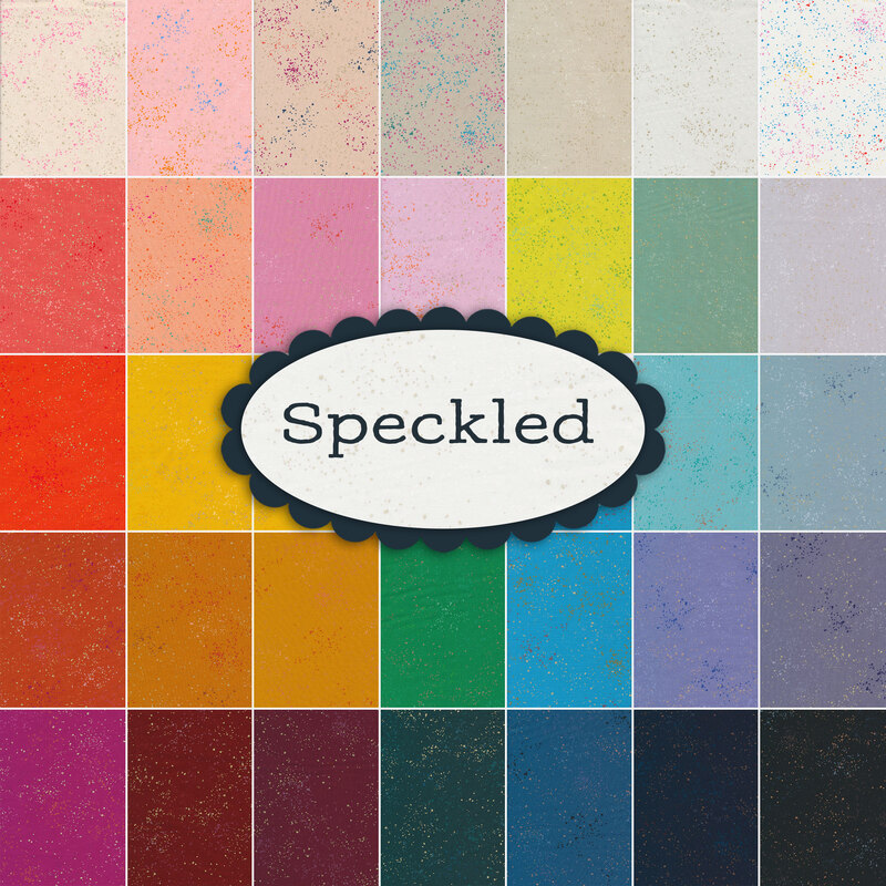 A collage of fabrics from the Speckled 32 FQ Set