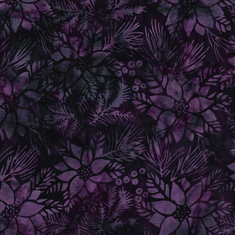 Purple poinsettias on a dark purple background