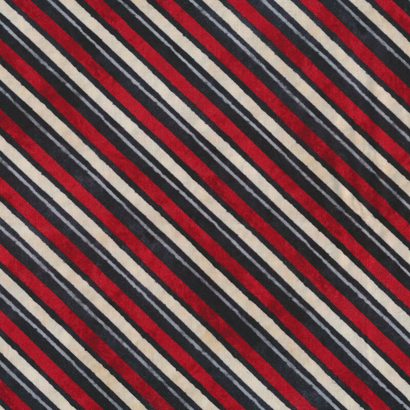 Red, black, and cream diagonal stripes