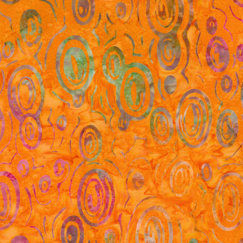 Circle designs on a mottled orange background