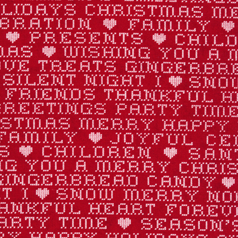 Christmas words on a red background