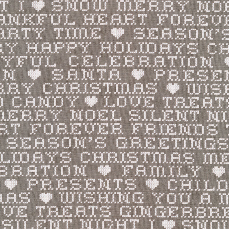 Christmas words on a gray background