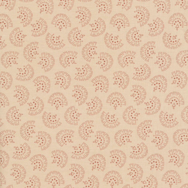Red fan ditsy print on tan