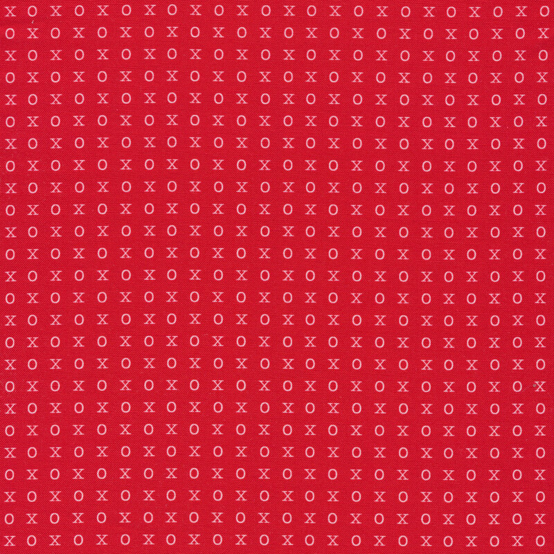 White X's and O's all over a red background