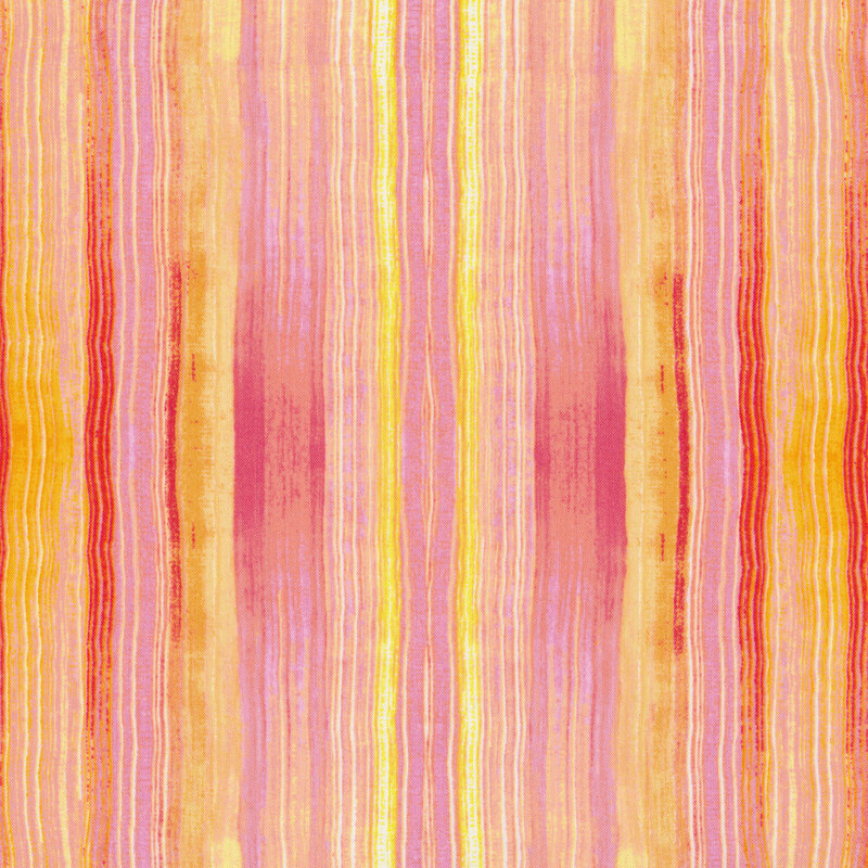Digitally printed fabric features orange yellow pink wavy stripes | Shabby Fabrics