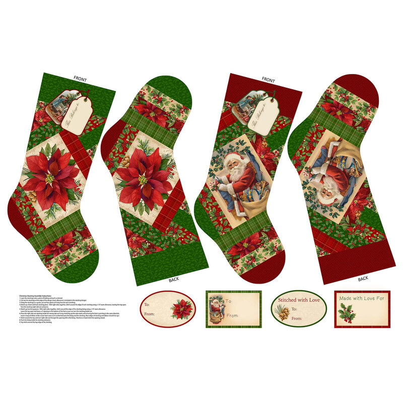 Old Time Christmas DP24145-24 Christmas Stockings Panel by Northcott Fabrics