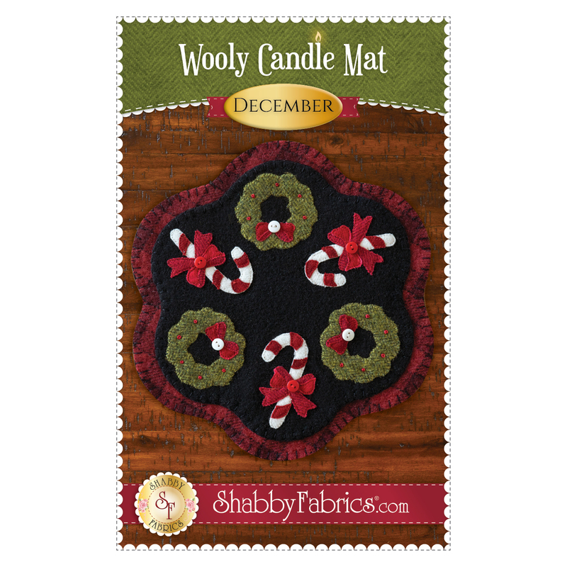 The front of the Wooly Candle Mat - December - Pattern showing the finished candle mat