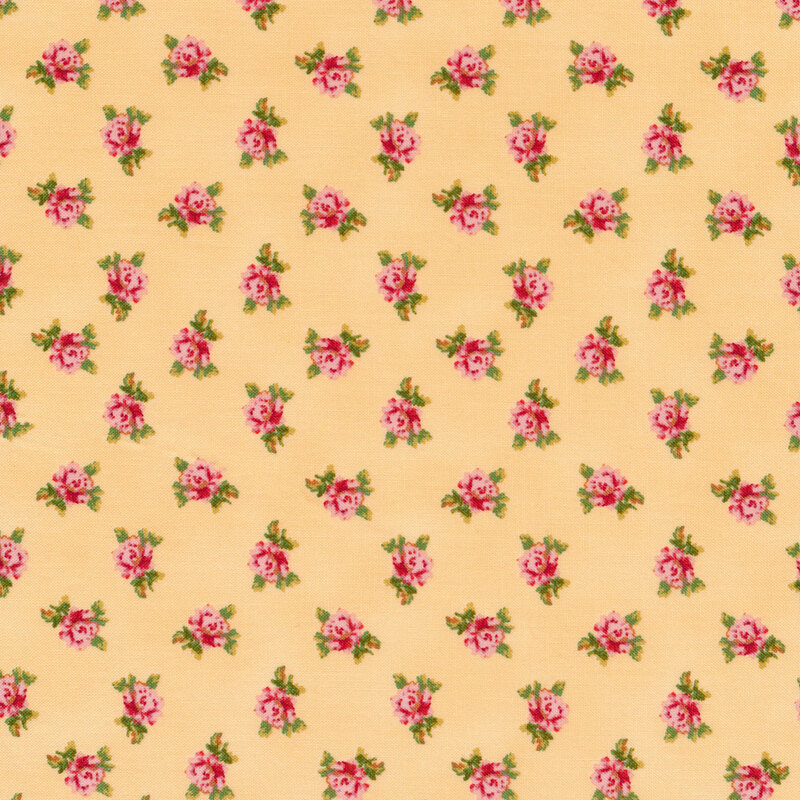 Tossed pink flowers on a yellow background