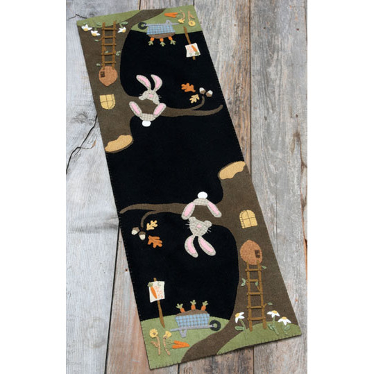 Gather at the Olde Oak Tree wool applique table runner