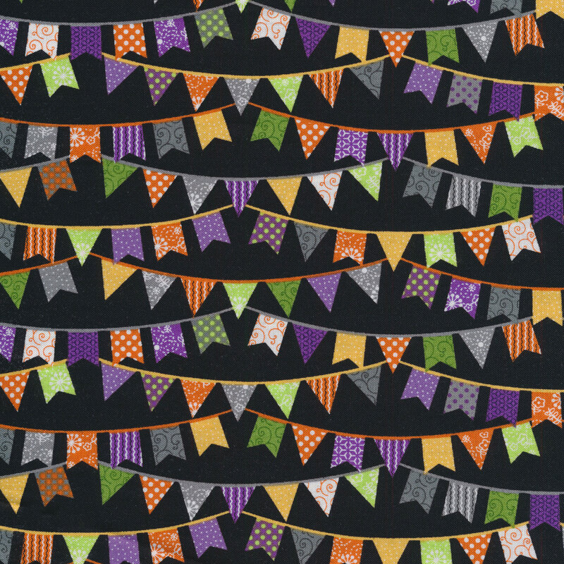 Halloween flags on a black background