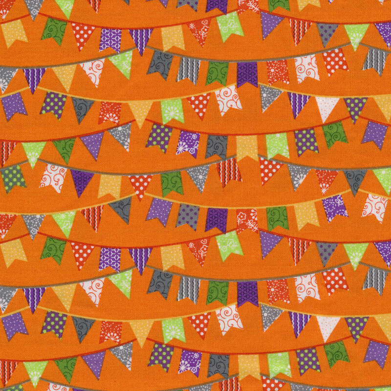 Halloween flags on an orange background