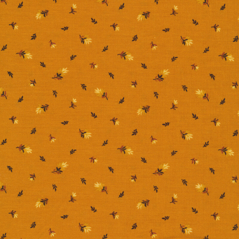 Small ditsy wheat plants on an orange background