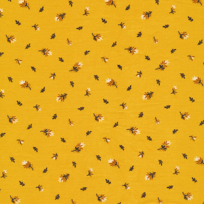 Small ditsy wheat plants on a yellow background