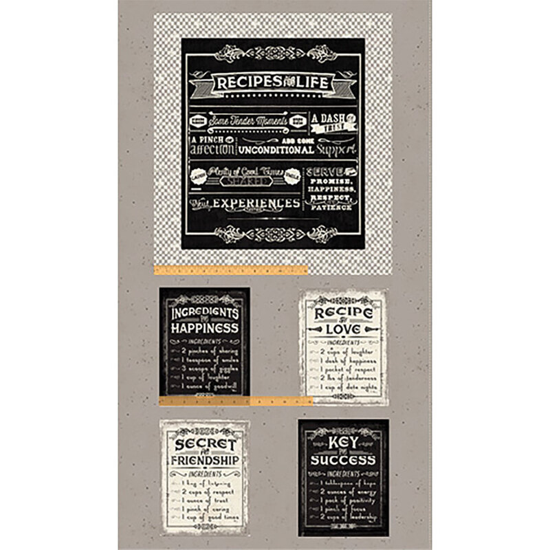 Life's Recipes 52436P-1 Panel Grey by Pela Studios for Windham Fabrics