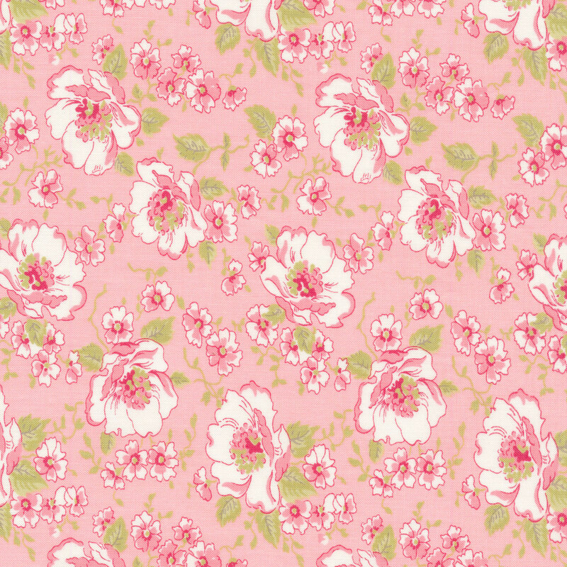 Pink and white flowers on a pink background