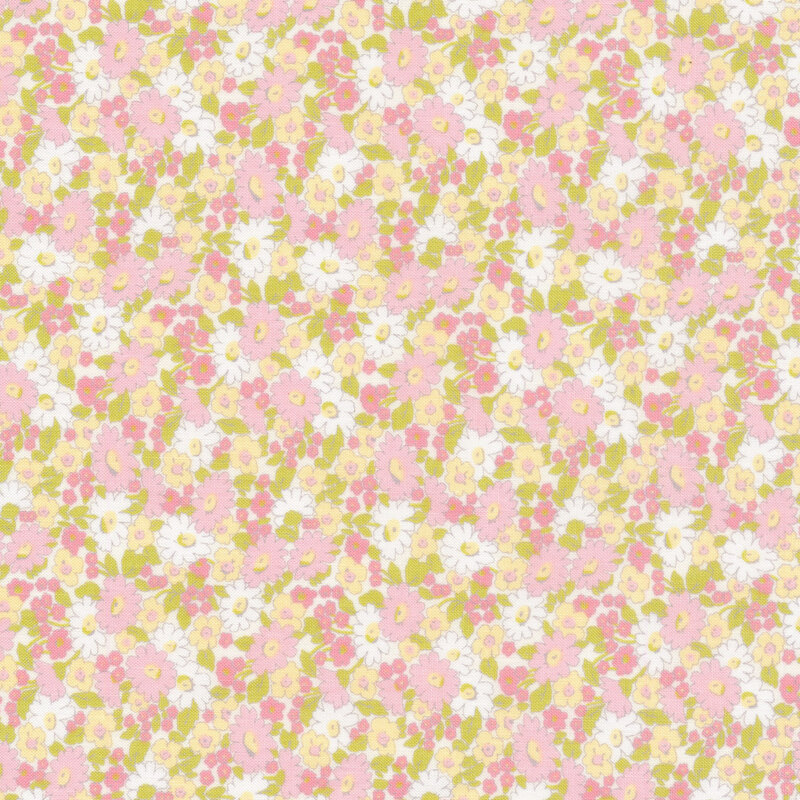Pink, yellow, and white floral allover