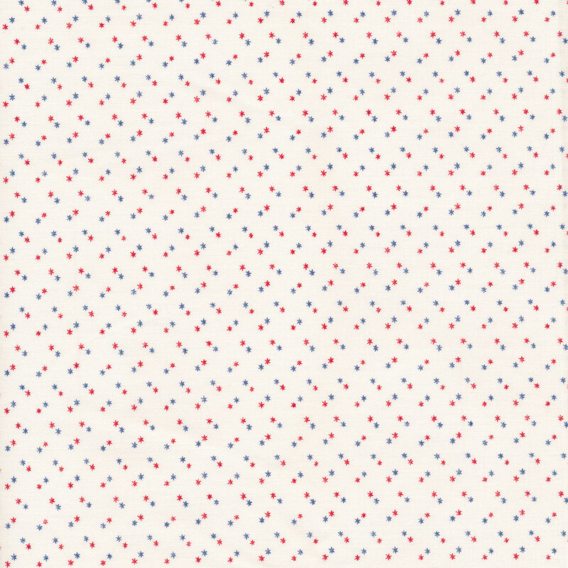 Small red and blue star pairs on a white background