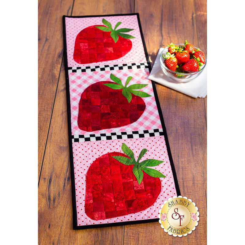 Patchwork Accent Table Runner Strawberries SAMPLE RUNNER Shabby