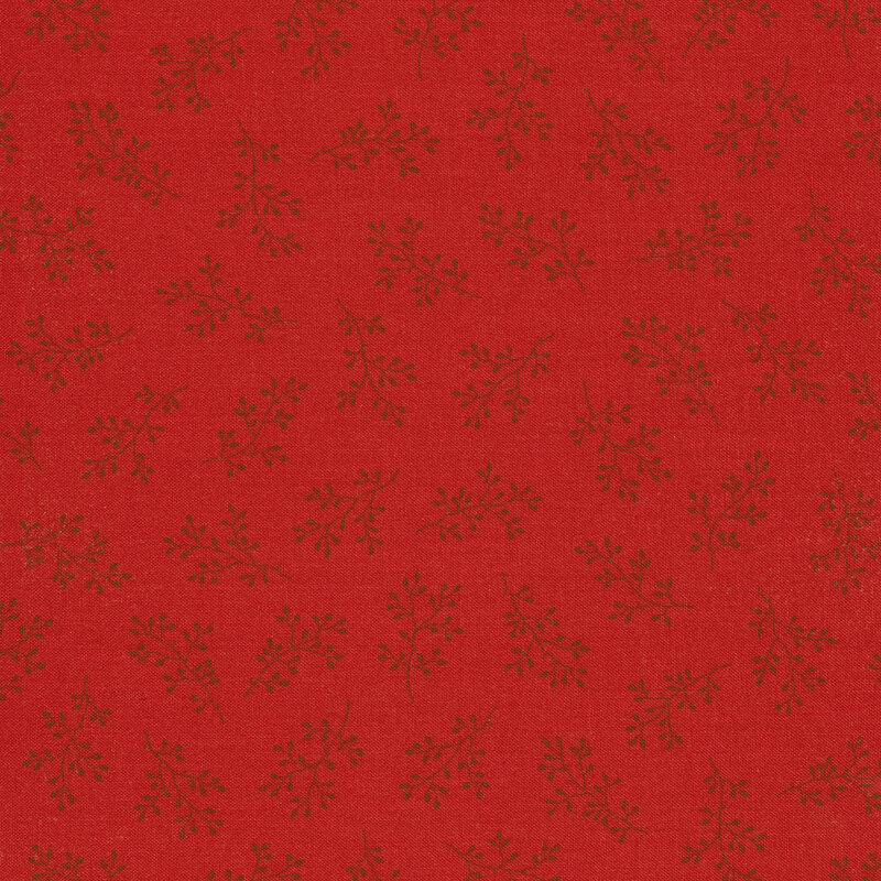 Dark red tossed sprigs on a red background