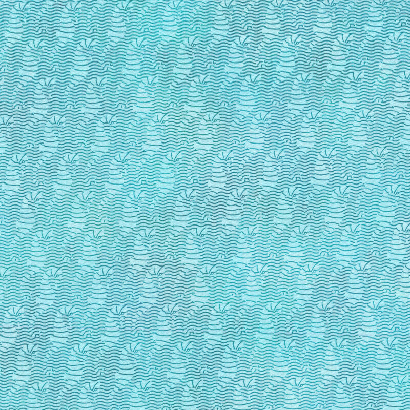 Sea horses and waves on a blue background