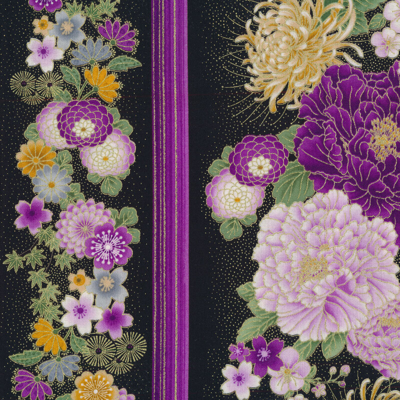 The Majestic Japanese floral border stripe