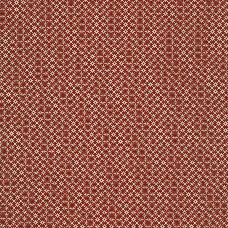 Fabric features connected cream stars pattern on red | Shabby Fabrics