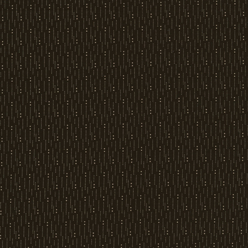 Fabric features tiny cream dotted line pattern on black | Shabby Fabrics