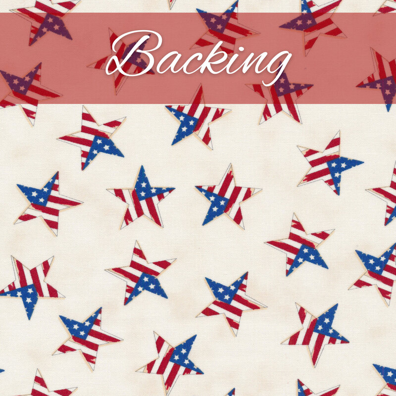 Cream fabric with red, white, and blue stars all over
