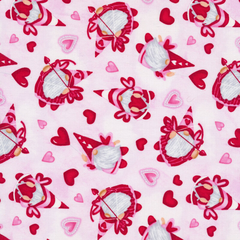 Gnomie Love Red Happy Valentine's Day Words Fabric by Shelly Comiskey -  Henry Glass Fabrics