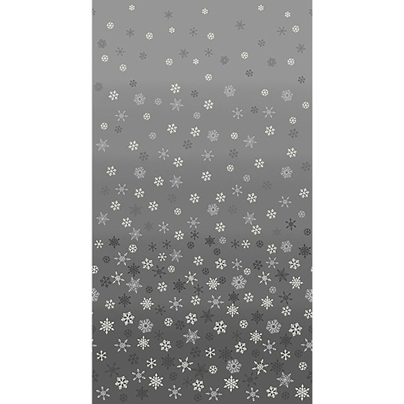 Gray ombre fabric with white and gray snowflakes all over