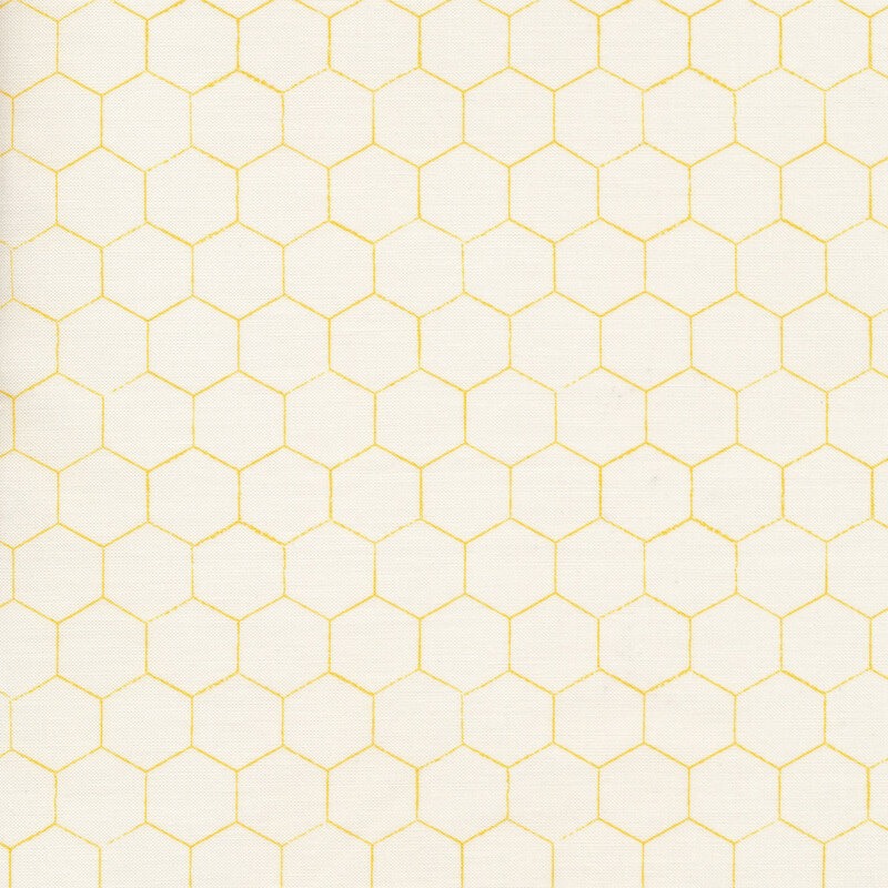 Yellow honeycomb pattern over a white background