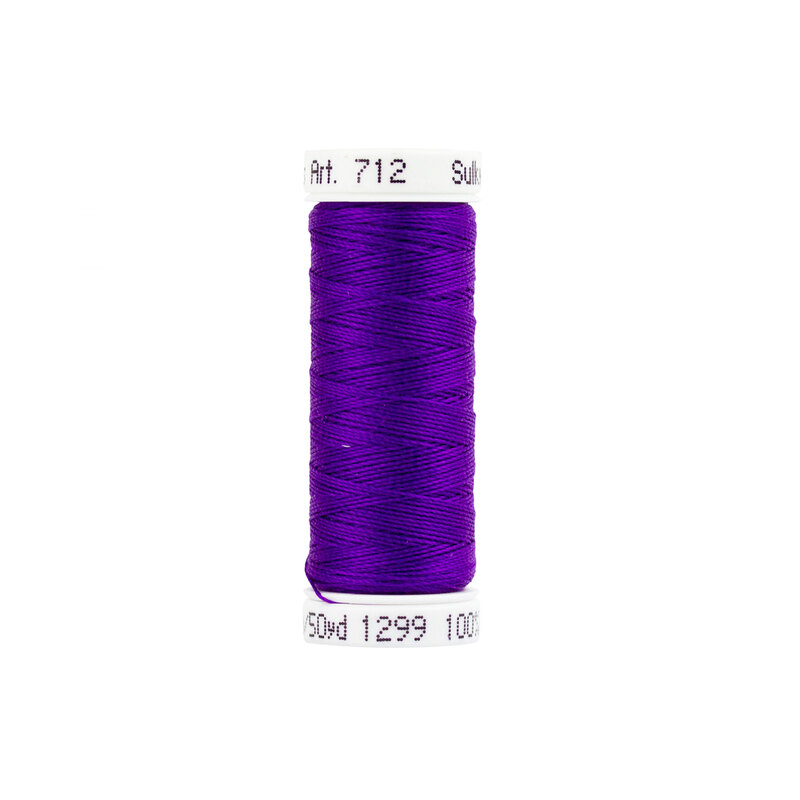 A spool of Sulky 12wt Cotton Thread - #1299 Purple Shadow
