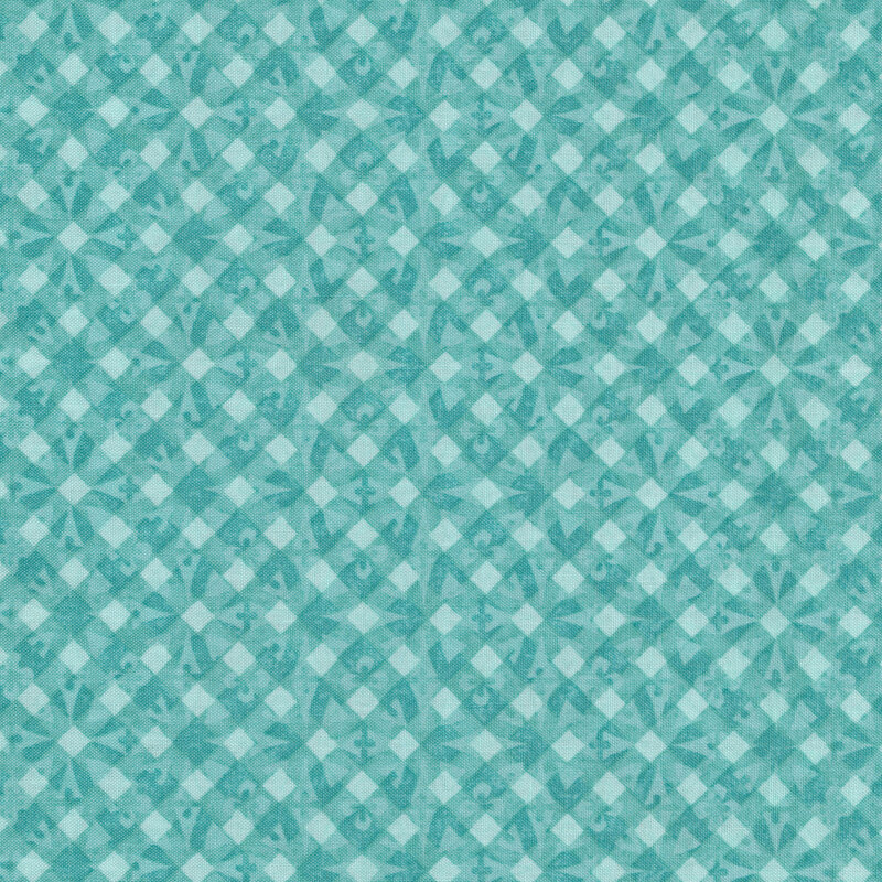 Tonal teal geometric diamond print