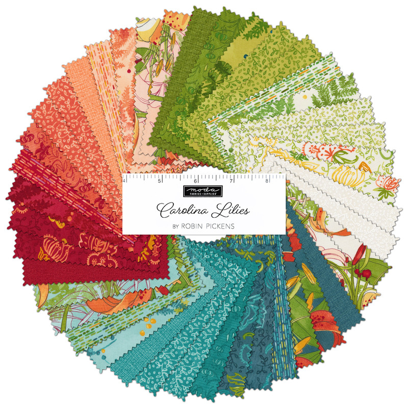 Carolina Lilies Charm Pack by Robin Pickens for Moda Fabrics | Shabby