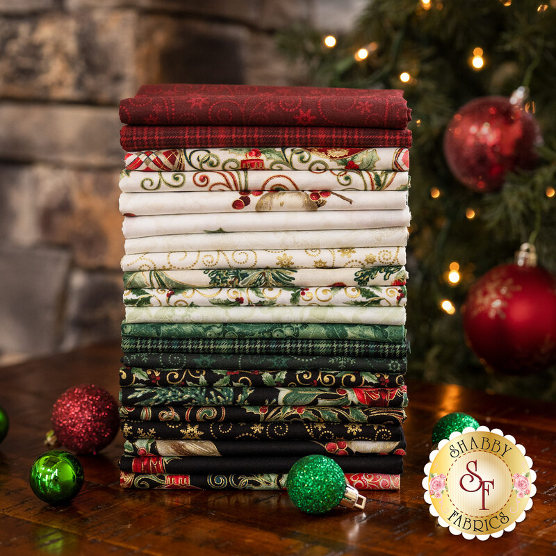 A collage of fabric from the Winter Elegance FQ Set