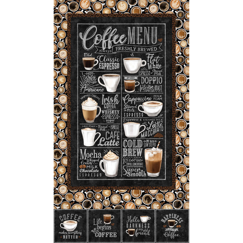 Coffee menu fabric panel
