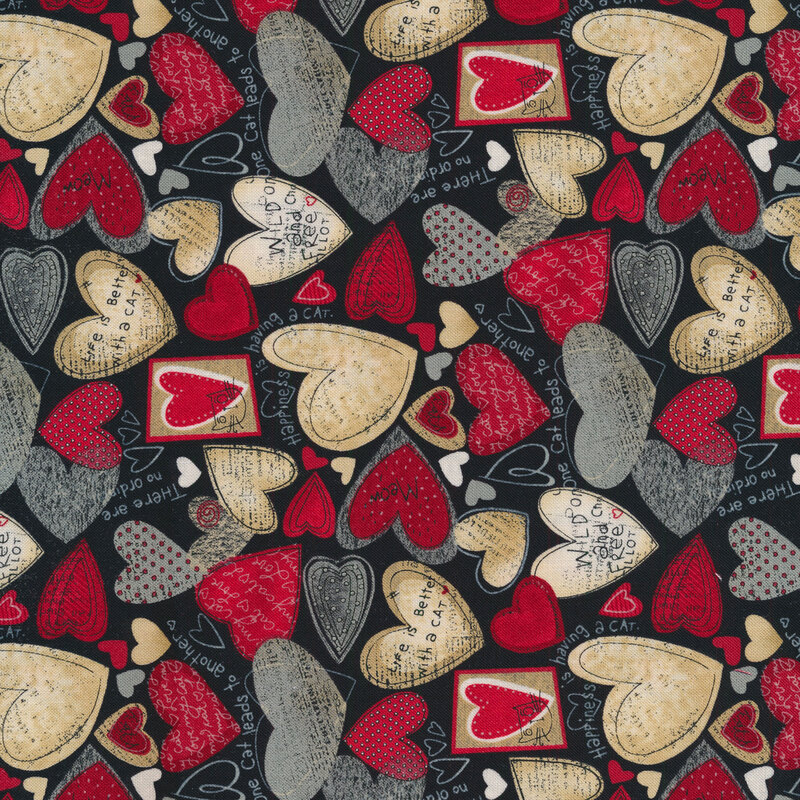 Hearts allover on a black background
