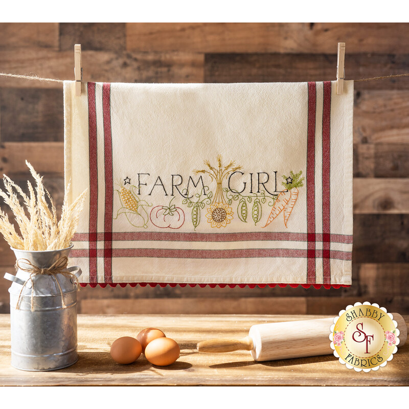 Bareroots Embroidery Towel Kit - Farm Girl
