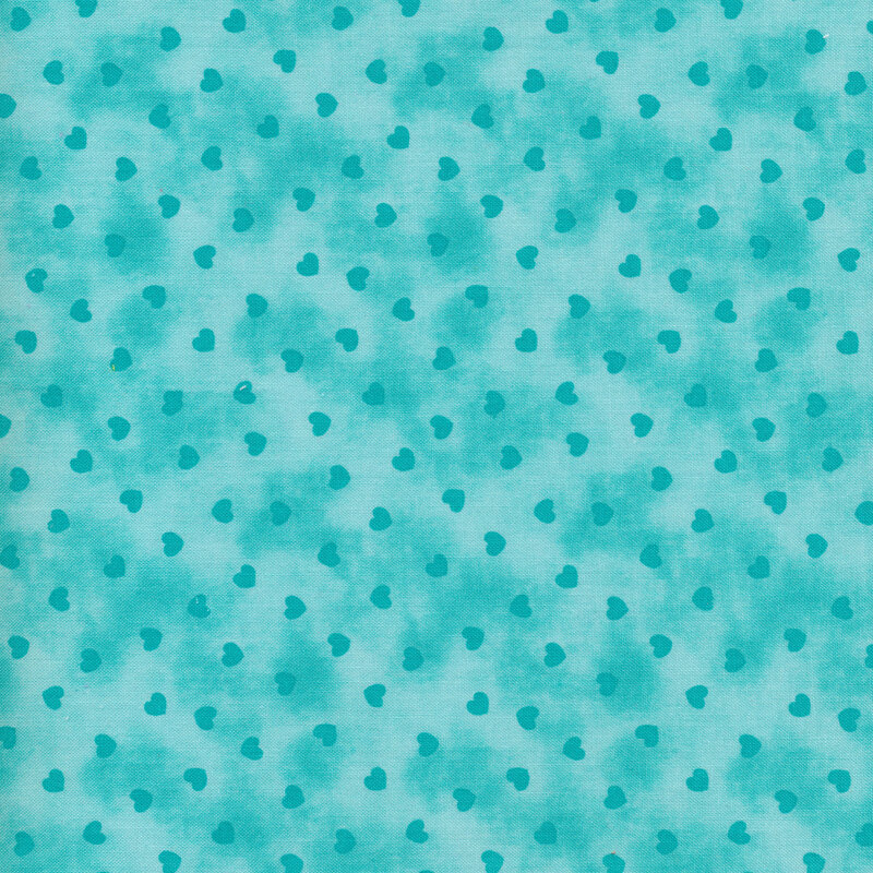 Dark teal hearts on a mottled turquoise background
