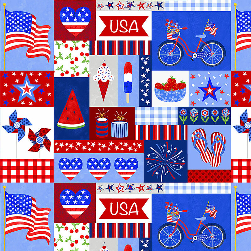 Patriotic patchwork fabric