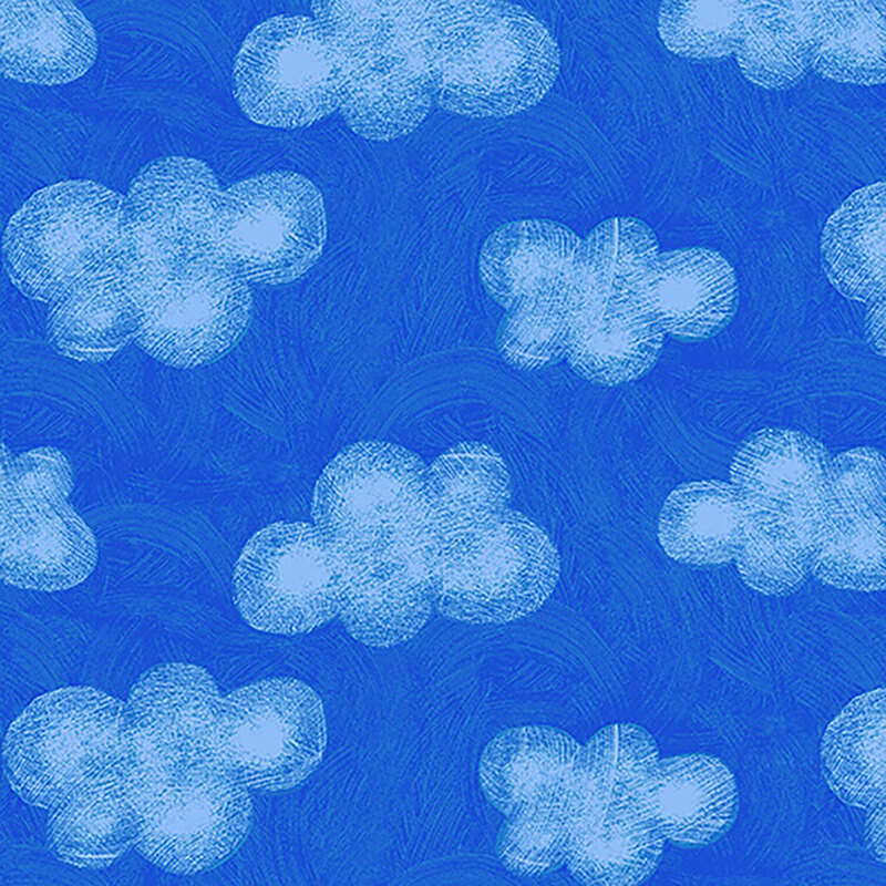 Light blue fluffy clouds on a blue textured background