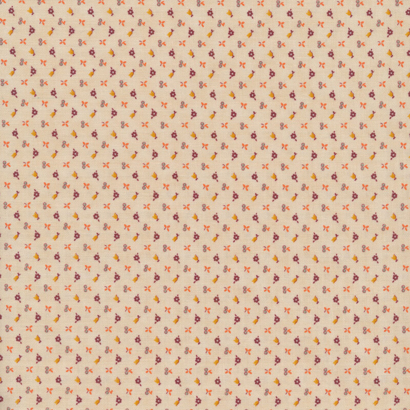 beige fabric with small floral print scattered 