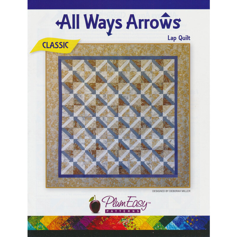 The front cover of the All Ways Arrows Lap Quilt Pattern showing the finished pieced quilt.