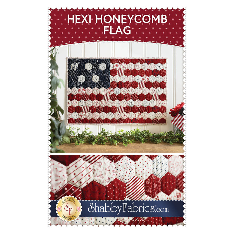 The front of the Hexi Honeycomb Flag Pattern showing the finished flag quilt.