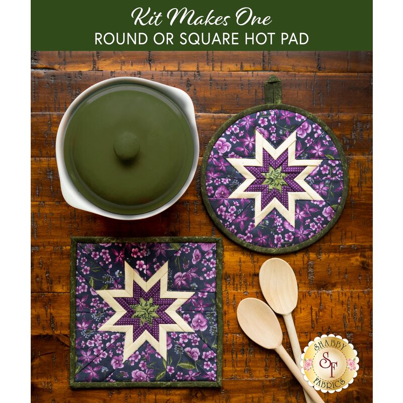 Folded Star Hot Pad Kit - Violet Hill - Round OR Square - Purple