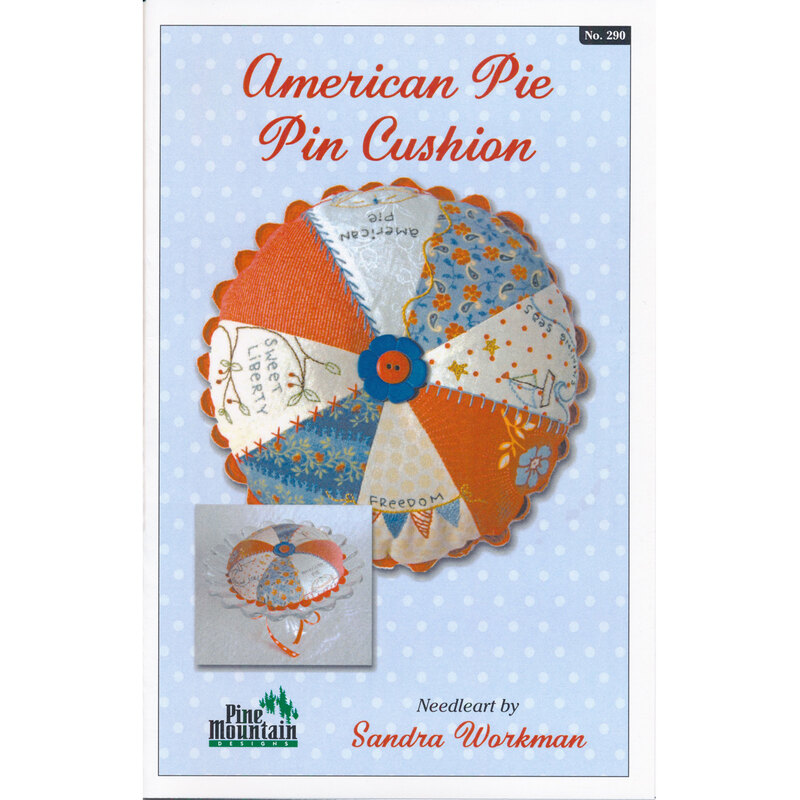The front of the American Pie Pin Cushion Pattern showing the finished pincushion.