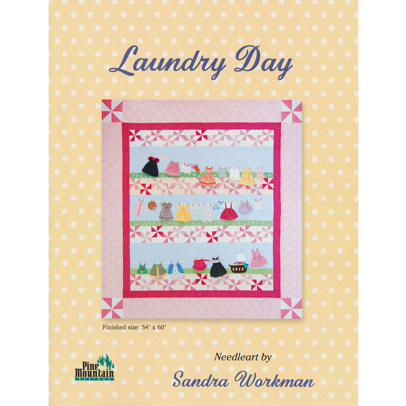The front of the Laundry Day Pattern showing the finished wall hanging quilt.