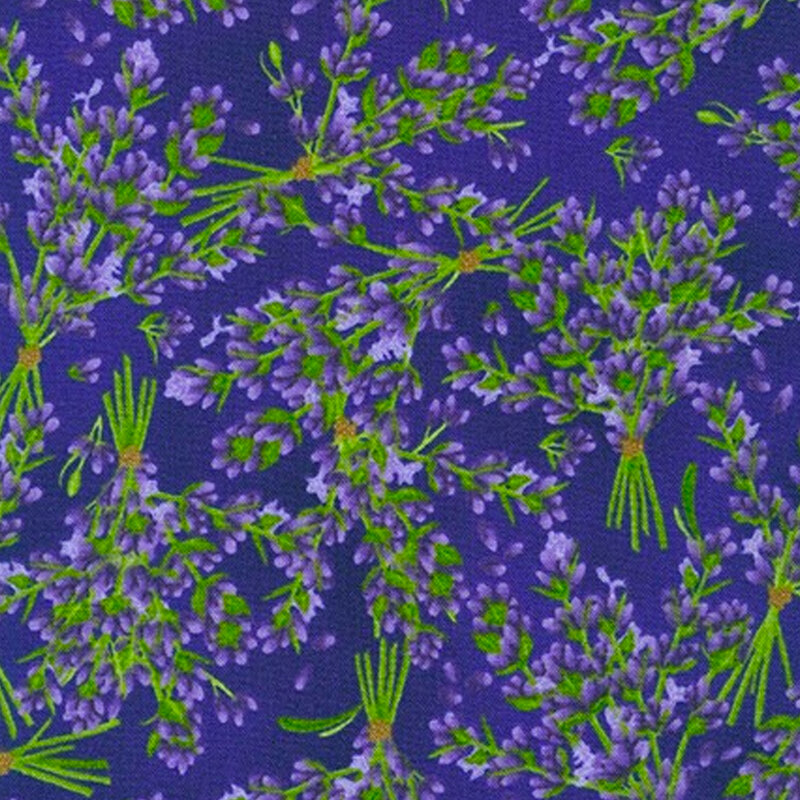 Lavender bunches tossed on a dark purple background